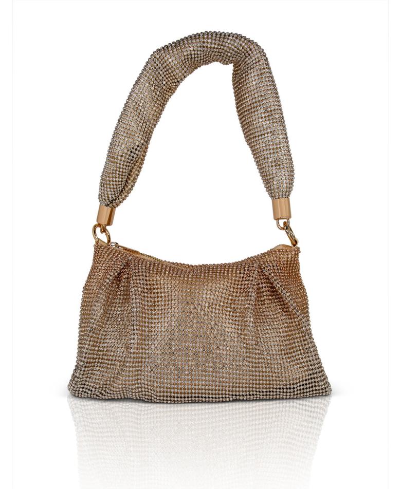 Badgley Mischka Yara Crystal Mesh Slouchy Shoulder Bag Silver | Women Evening Bags