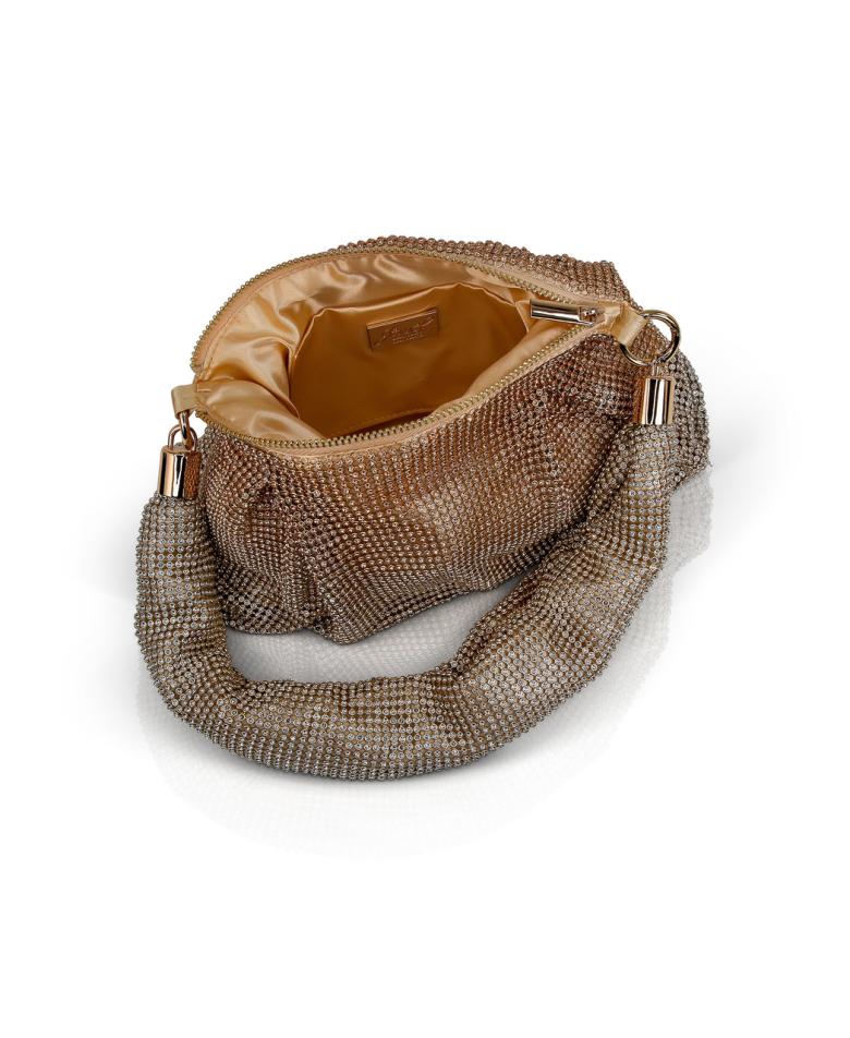 Badgley Mischka Yara Crystal Mesh Slouchy Shoulder Bag Silver | Women Evening Bags