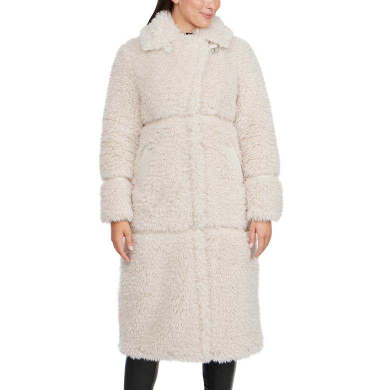 Badgley Mischka Yara Lux Faux Fur Coat Cream | Women Outerwear