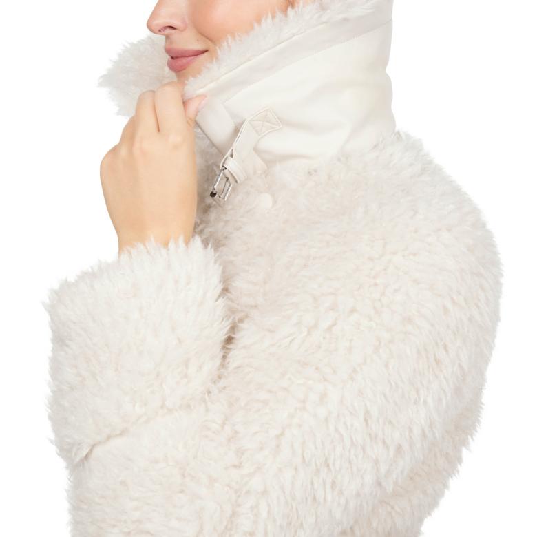 Badgley Mischka Yara Lux Faux Fur Coat Cream | Women Outerwear