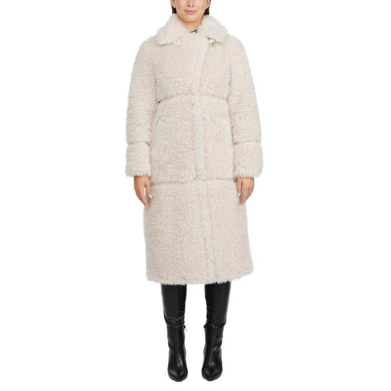 Badgley Mischka Yara Lux Faux Fur Coat Cream | Women Outerwear