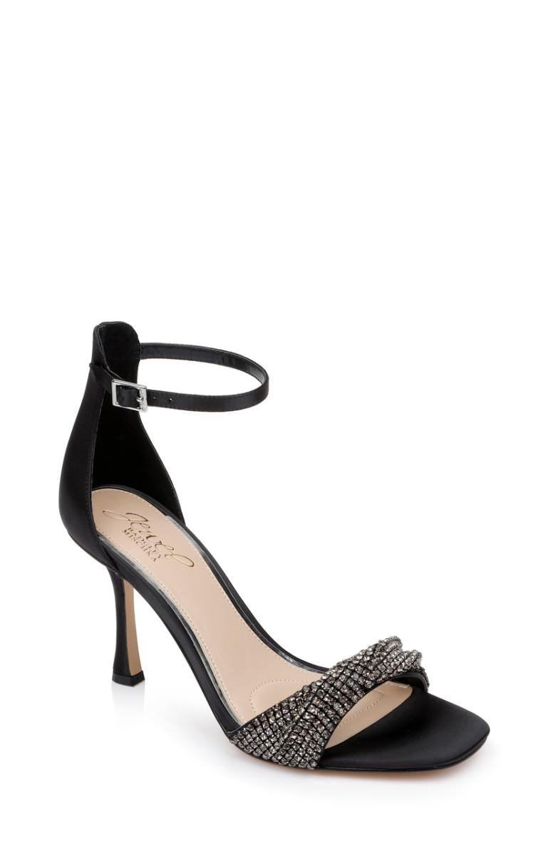 Badgley Mischka Yesica Stiletto With Crystal-Encrusted Strap Black | Women Stiletto