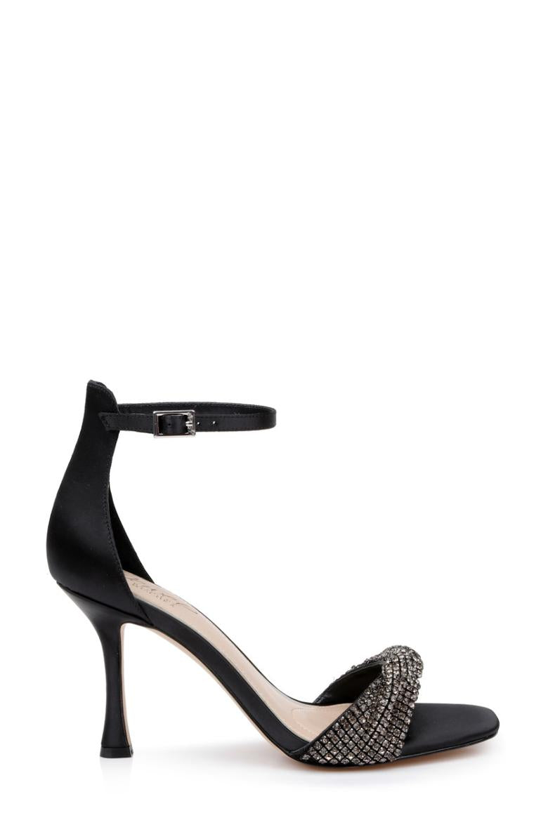 Badgley Mischka Yesica Stiletto With Crystal-Encrusted Strap Black | Women Stiletto