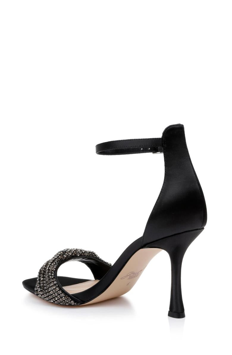 Badgley Mischka Yesica Stiletto With Crystal-Encrusted Strap Black | Women Stiletto