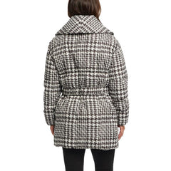 Badgley Mischka Yoko Shawl Collar Puffer Jacket Houndstooth | Women Outerwear