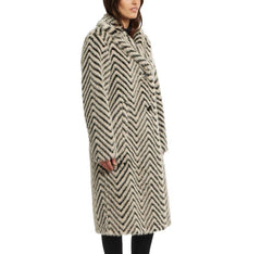 Badgley Mischka Yorn Chevron Lux Faux Fur Coat Light Camel | Women Outerwear