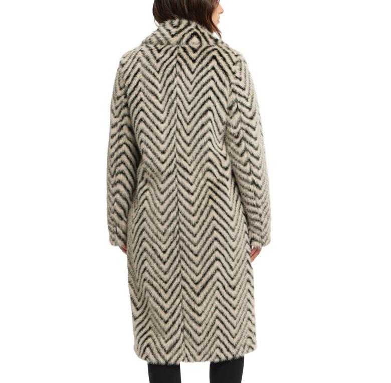 Badgley Mischka Yorn Chevron Lux Faux Fur Coat Light Camel | Women Outerwear