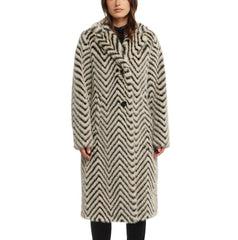 Badgley Mischka Yorn Chevron Lux Faux Fur Coat Light Camel | Women Outerwear