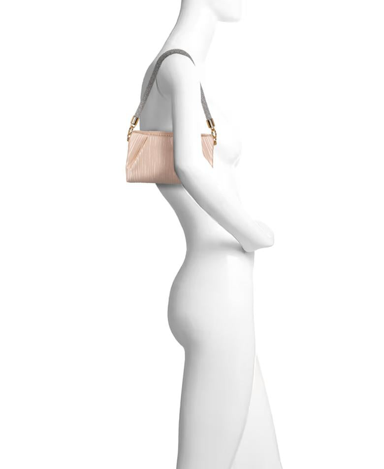 Badgley Mischka Zoe Pleated Clutch With Crystal Shoulder Strap Black | Women Evening Bags