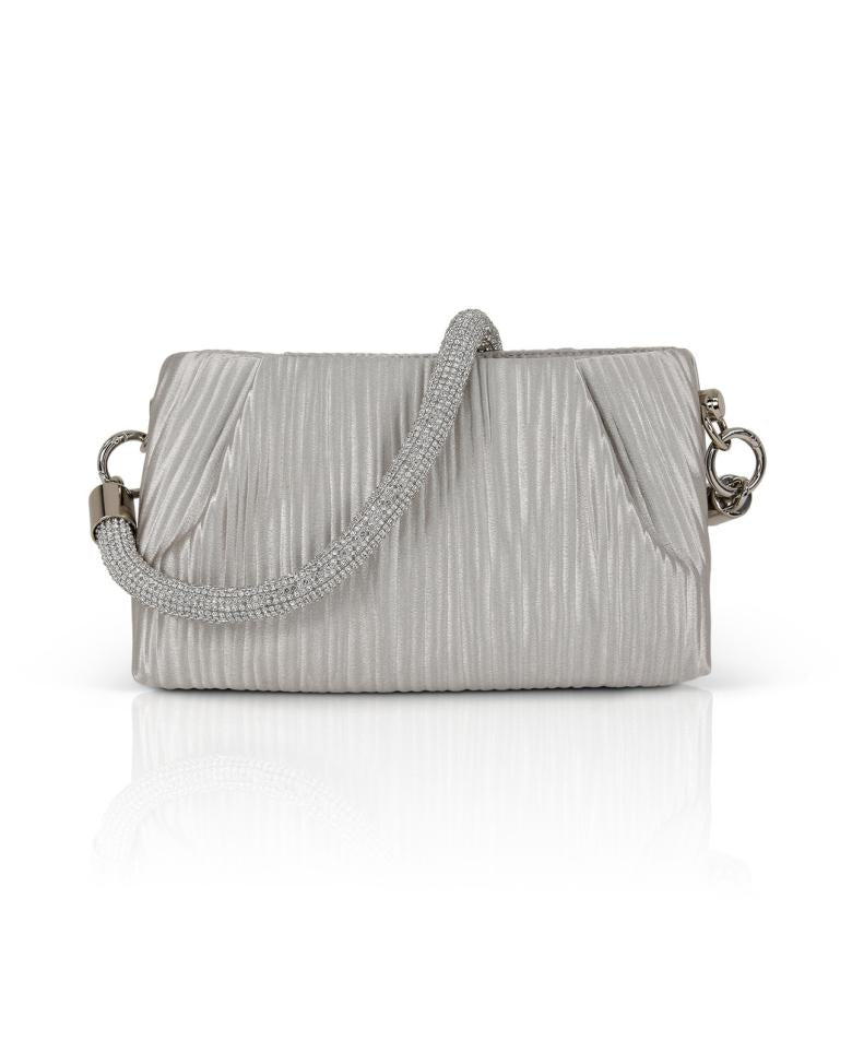 Badgley Mischka Zoe Pleated Clutch With Crystal Shoulder Strap Black | Women Evening Bags