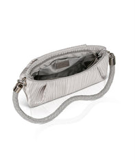 Badgley Mischka Zoe Pleated Clutch With Crystal Shoulder Strap Black | Women Evening Bags