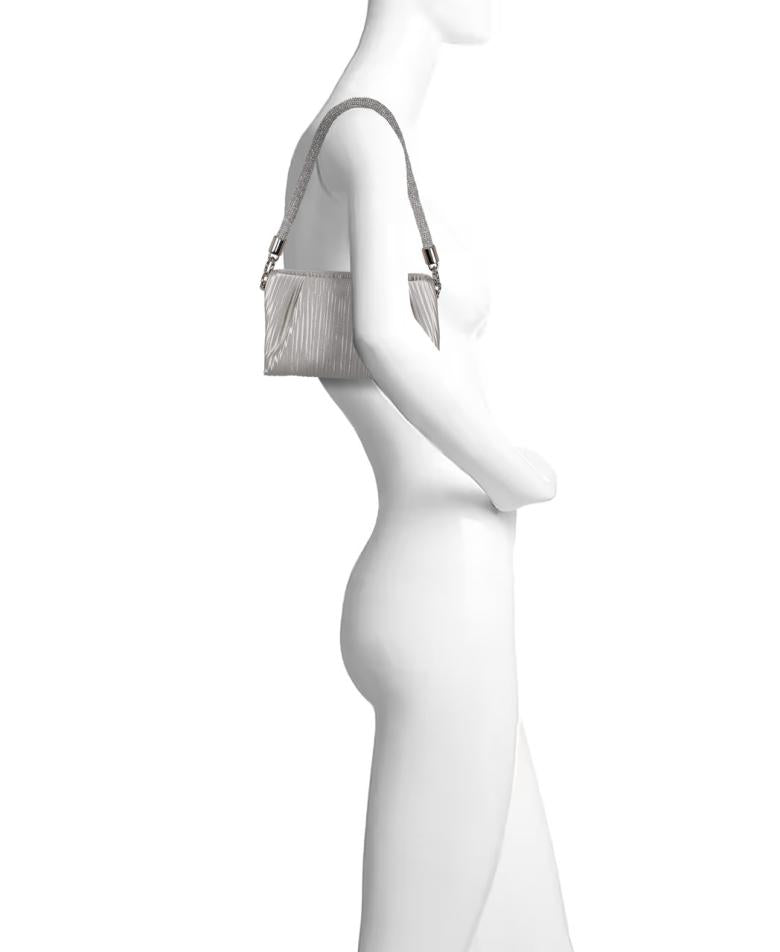 Badgley Mischka Zoe Pleated Clutch With Crystal Shoulder Strap Black | Women Evening Bags