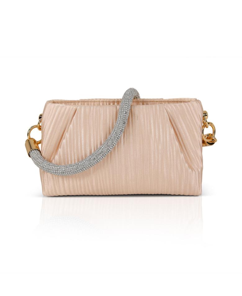 Badgley Mischka Zoe Pleated Clutch With Crystal Shoulder Strap Black | Women Evening Bags