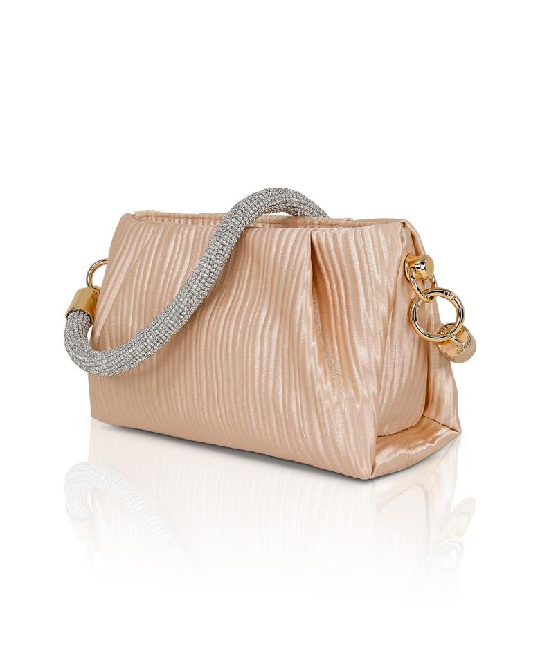 Badgley Mischka Zoe Pleated Clutch With Crystal Shoulder Strap Black | Women Evening Bags