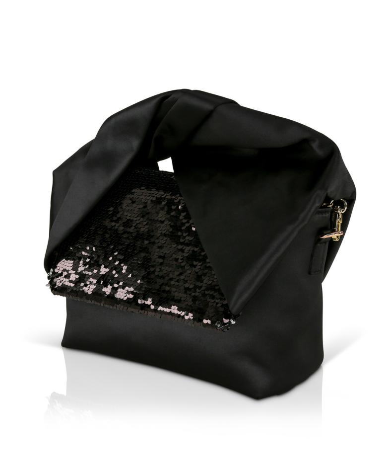 Badgley Mischka Zooey Large Bow Handle Clutch With Sequin Flap Black | Women Evening Bags